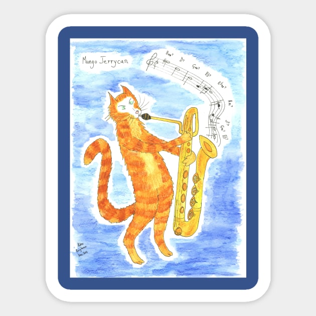 Cat Jazz saxophonist Sticker by MrTiggersShop